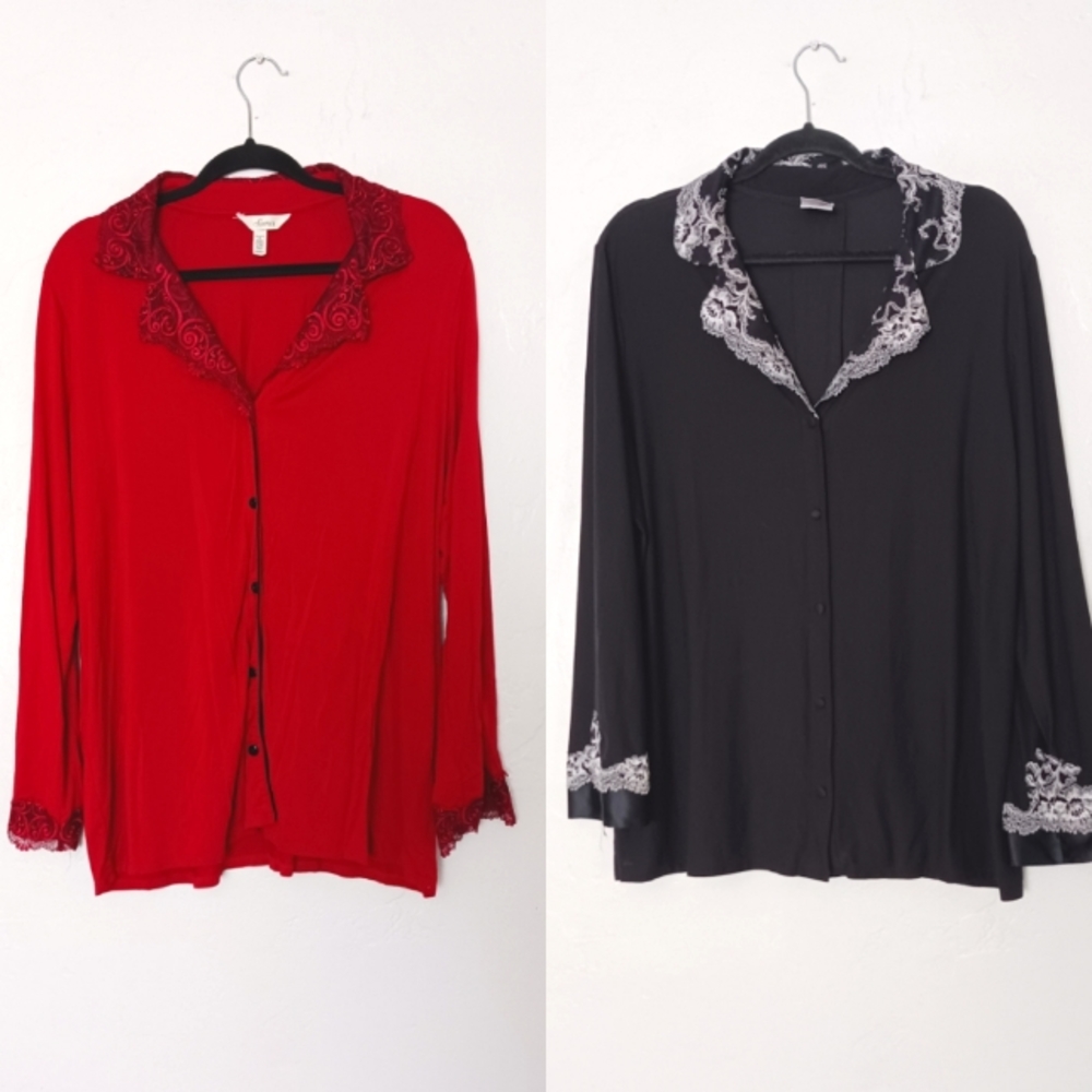 Soma long sleeve button down pajama tops size XL